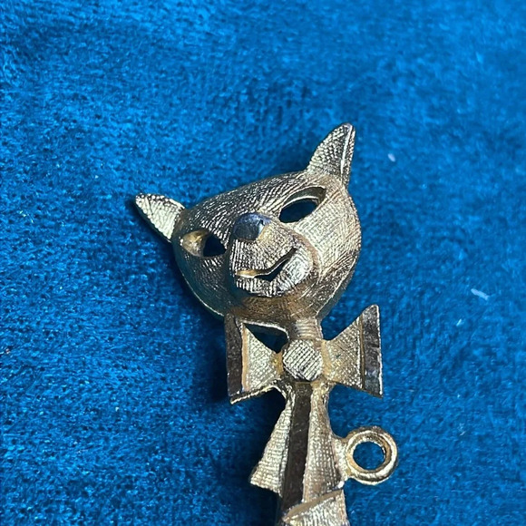 Vintage Retro Gold Tone Kitty Cat Brooch - Picture 2 of 5